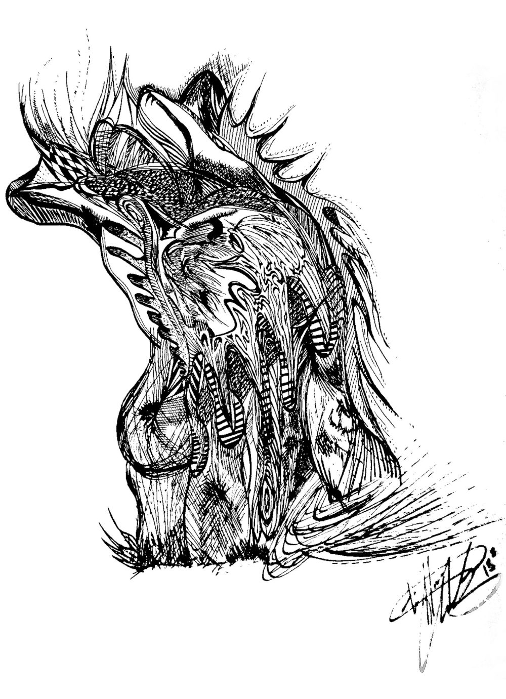 Burden — original ink drawing by Tiffany Charbonneau, part one opening artwork