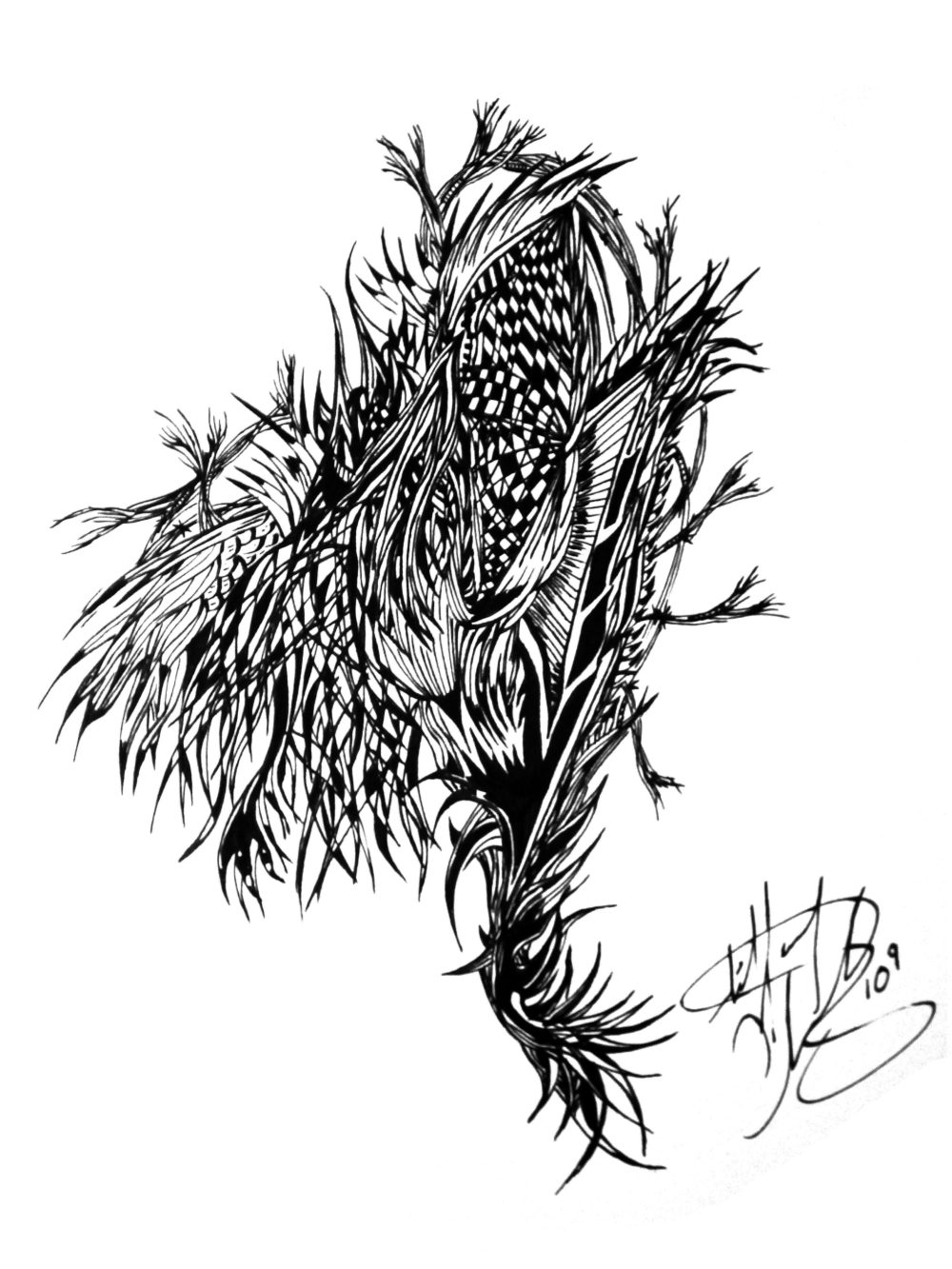 Wild Roots — original ink drawing by Tiffany Charbonneau, part three opening artwork